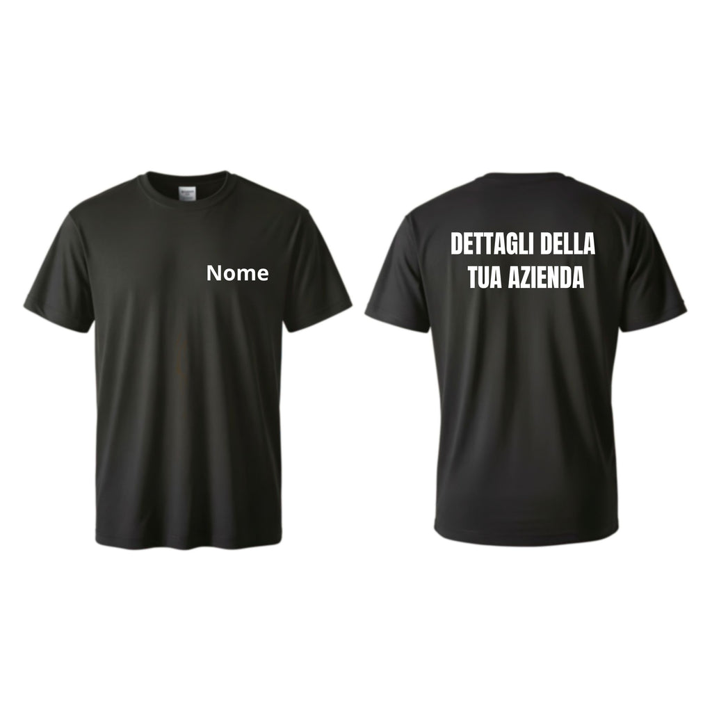 T-shirt unisex LUX ricamo NOME lato cuore e dettagli sulla schiena
