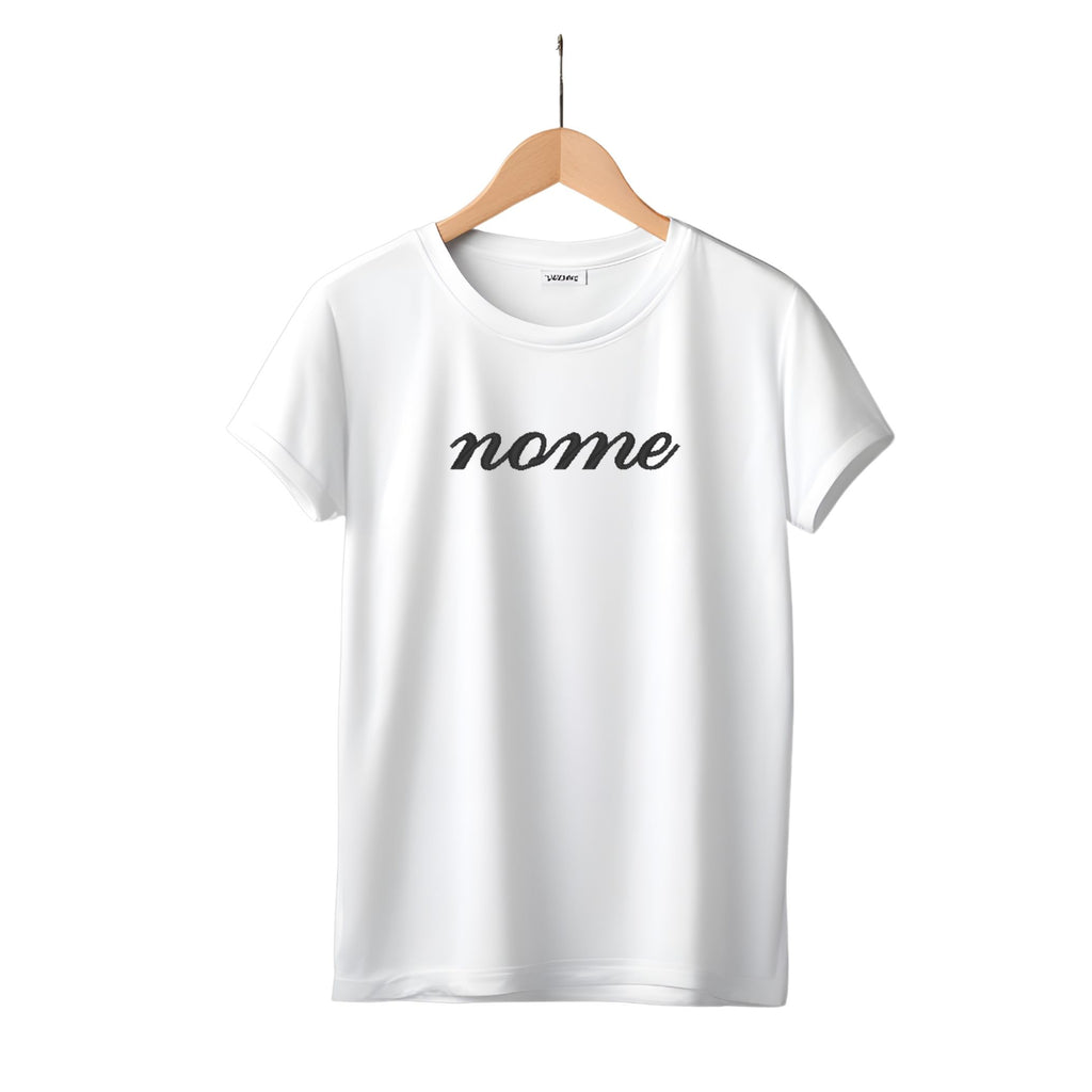 T-shirt donna in COTONE ORGANICO ricamo personalizzato nome grande