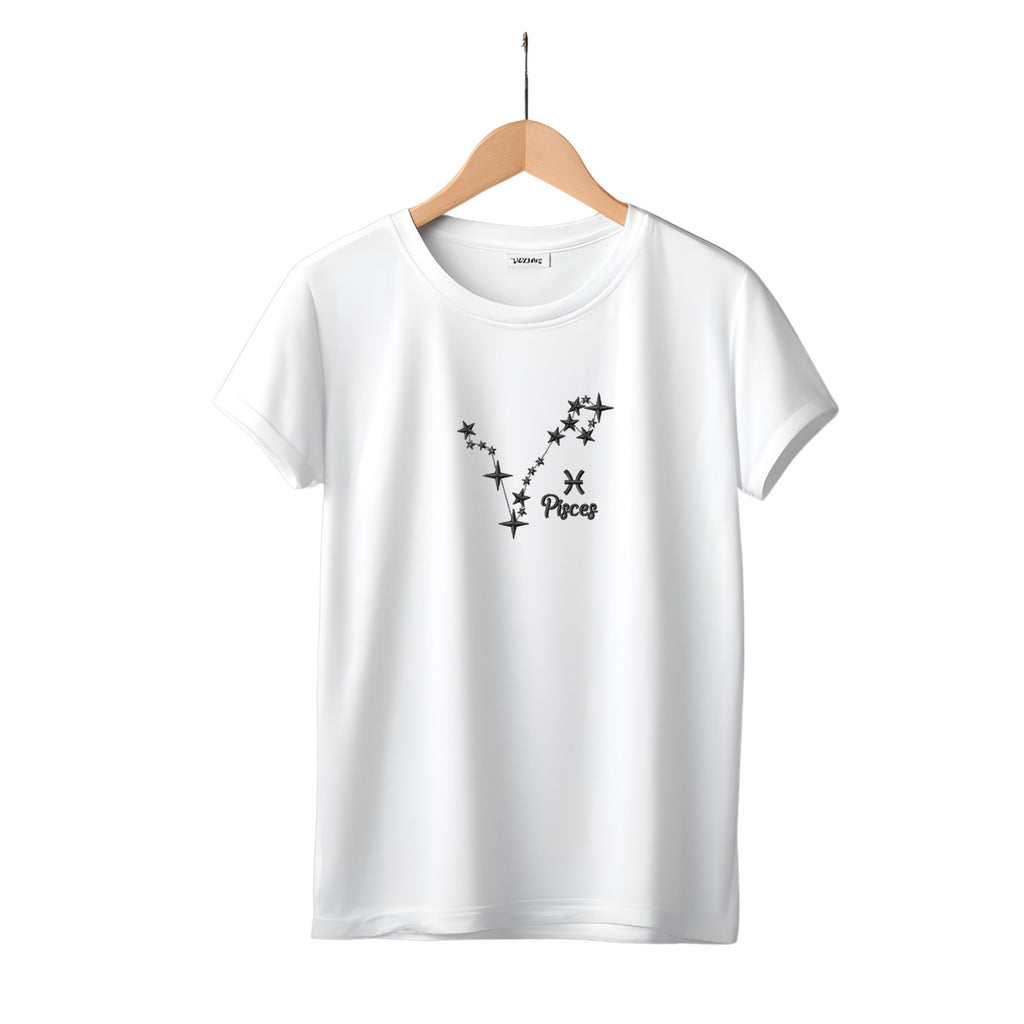 T-shirt donna in COTONE ORGANICO ricamo COSTELLAZIONI