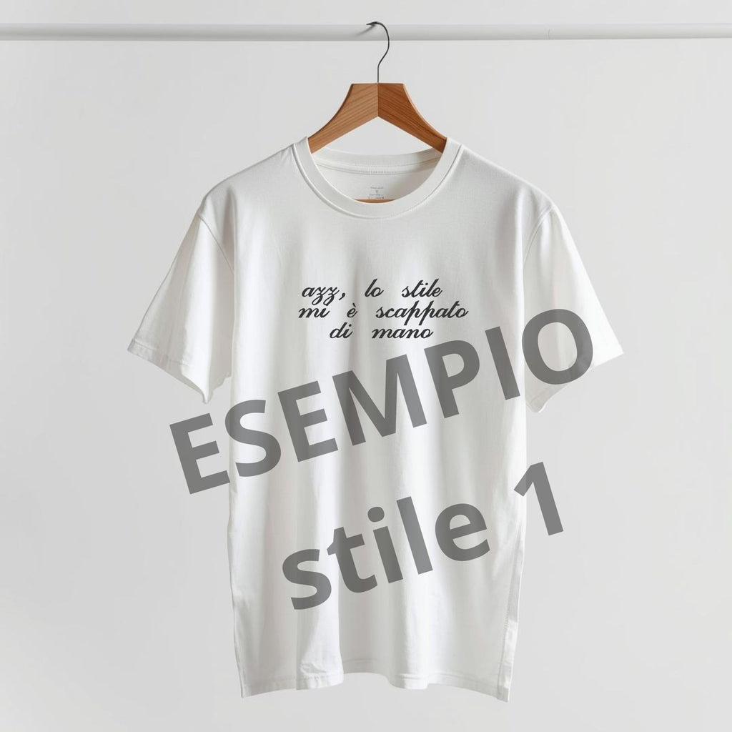 T-shirt unisex in COTONE ORAGNICO con ricamo personalizzato frase