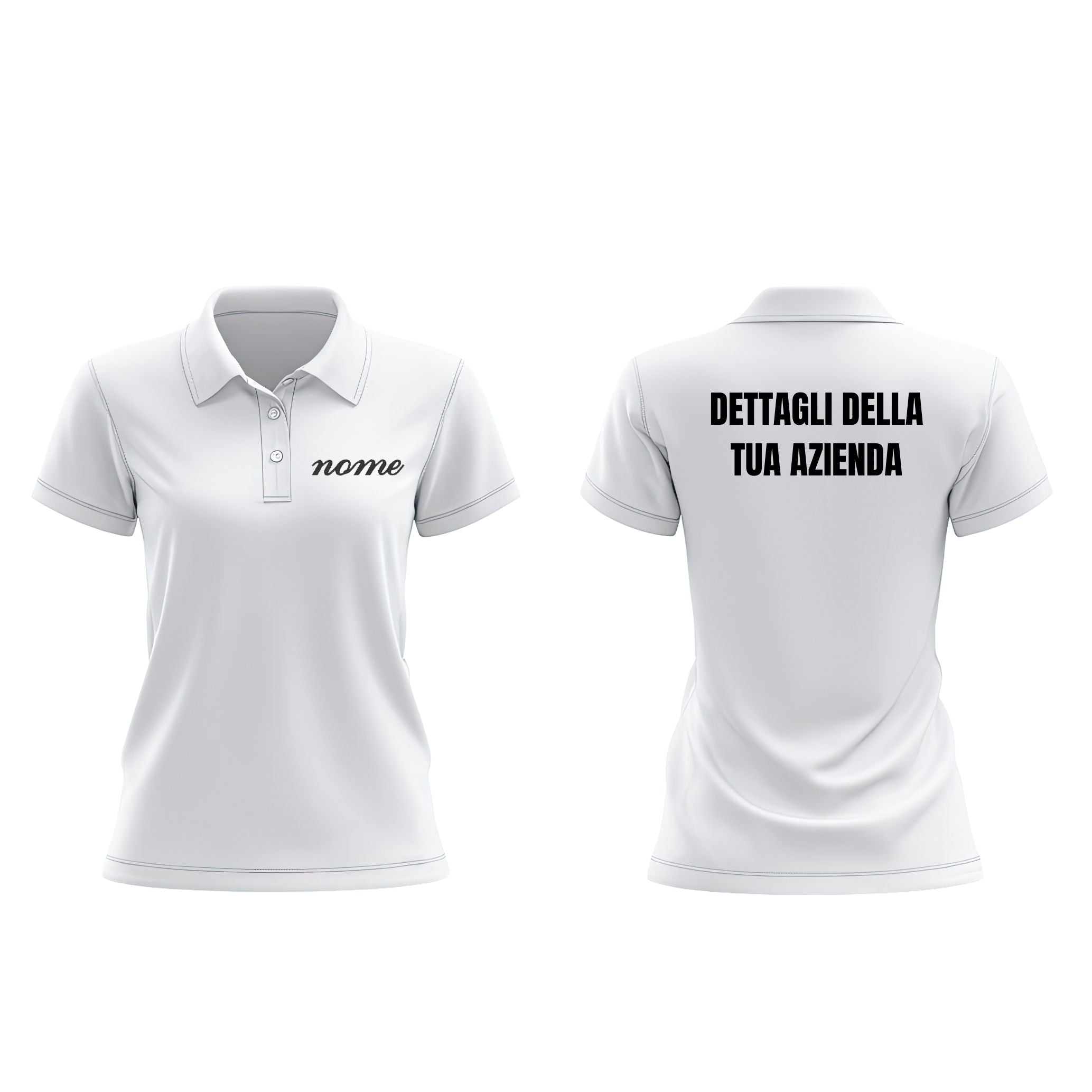 Polo donna ricamo nome lato cuore e dettagli sulla schiena