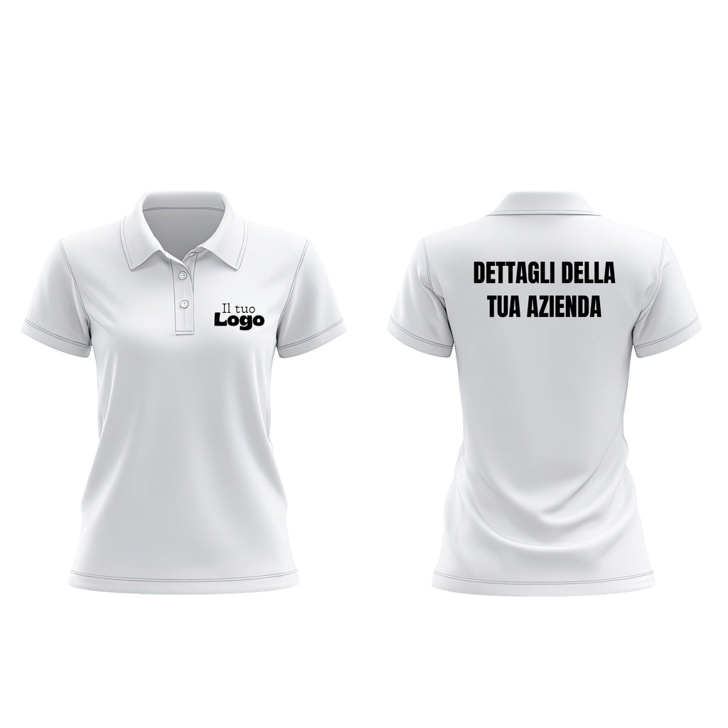 Polo donna ricamo LOGO lato cuore e dettagli sulla schiena