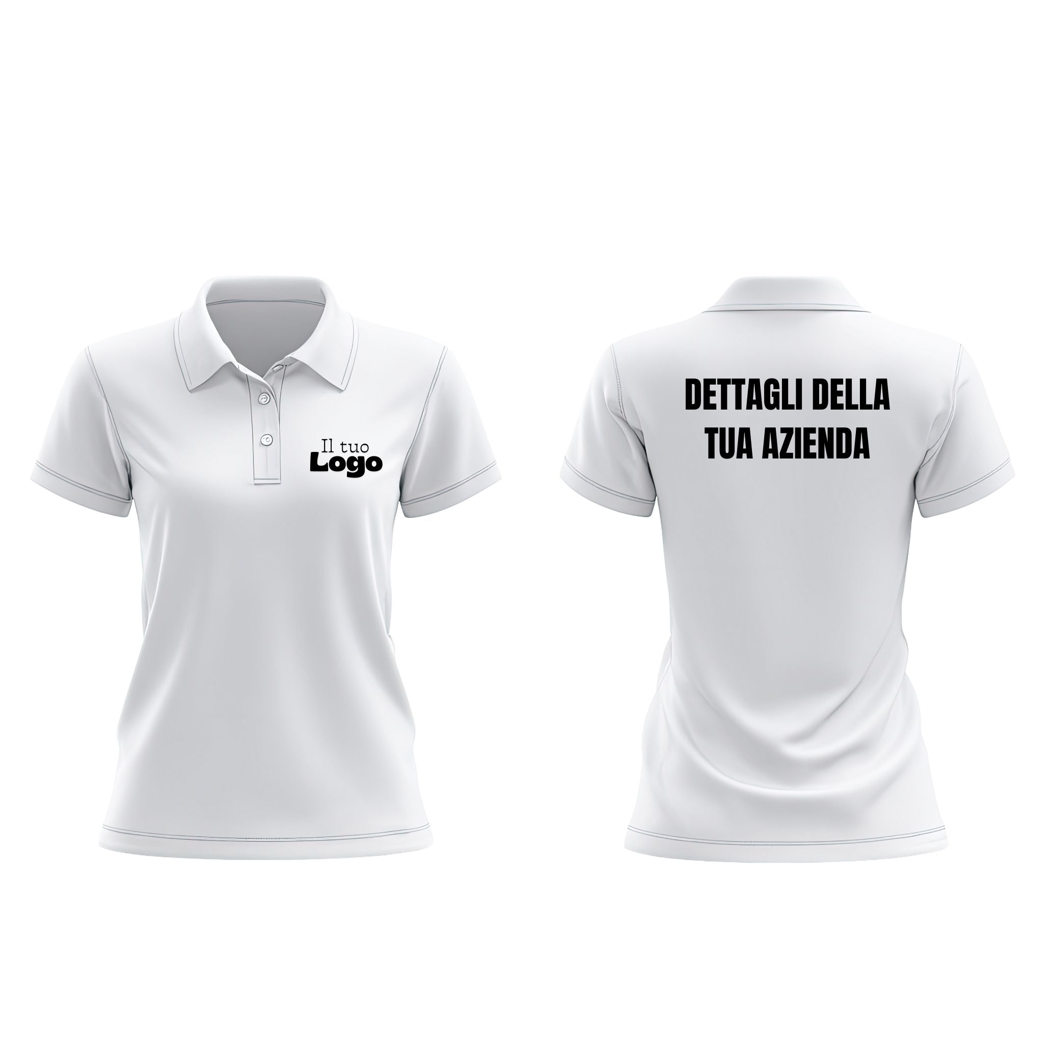 Polo donna ricamo LOGO lato cuore e dettagli sulla schiena