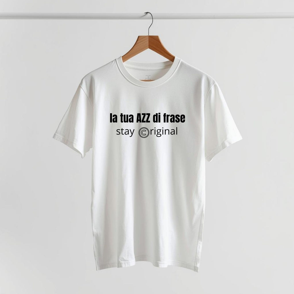 T-shirt unisex in COTONE ORAGNICO con ricamo personalizzato frase