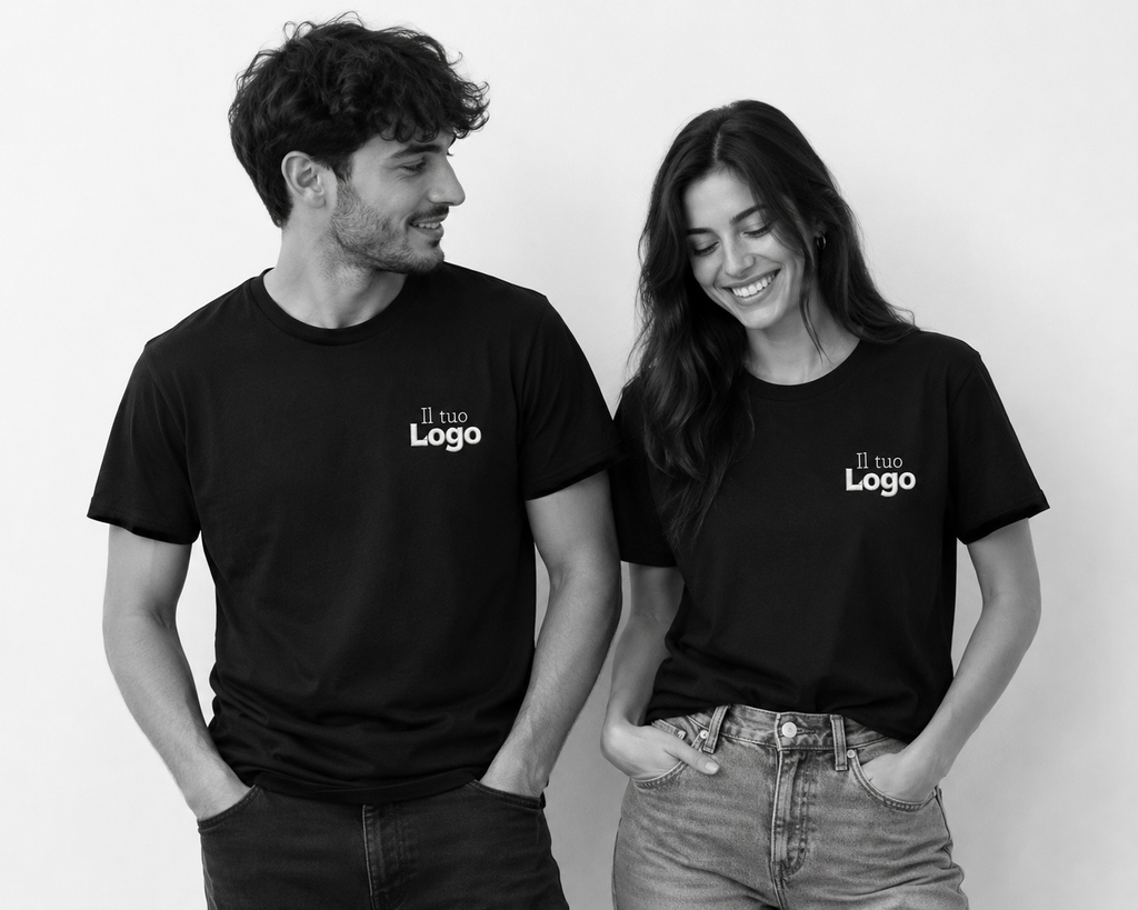 T-shirt unisex LUX con LOGO RICAMATO lato cuore