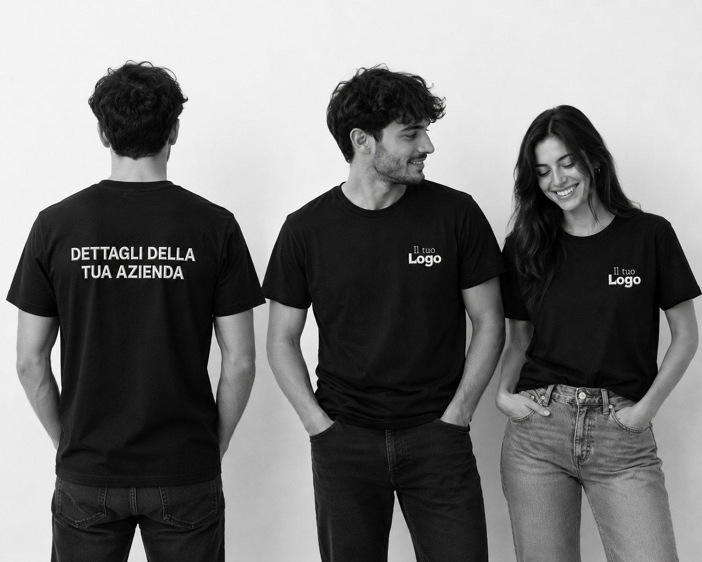 T-shirt unisex LUX ricamo LOGO RICAMATO lato cuore e dettagli sulla schiena