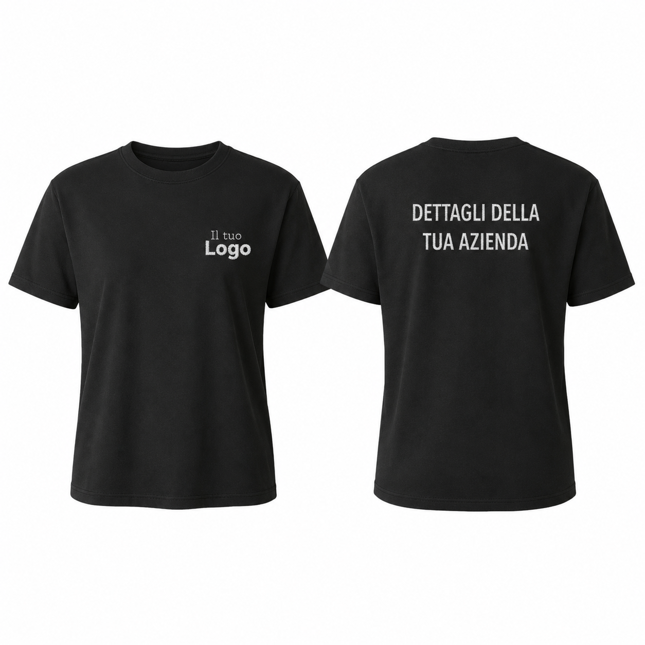 T-shirt unisex LUX ricamo LOGO RICAMATO lato cuore e dettagli sulla schiena