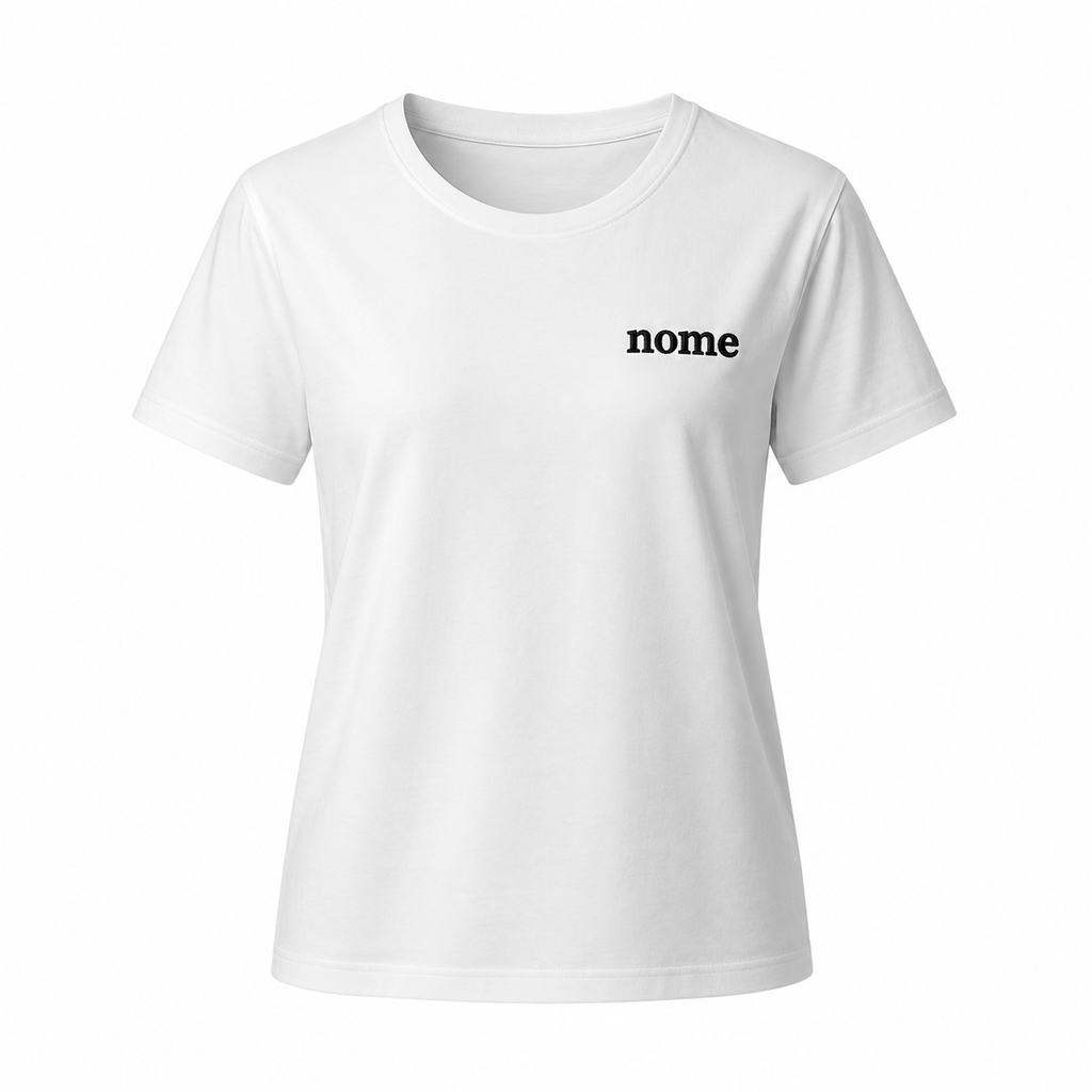 T-shirt donna ricamo NOME RICAMATO lato cuore