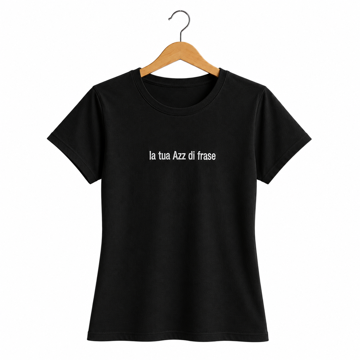T-shirt donna in COTONE ORGANICO con FRASE RICAMATA PERSONALIZZATA