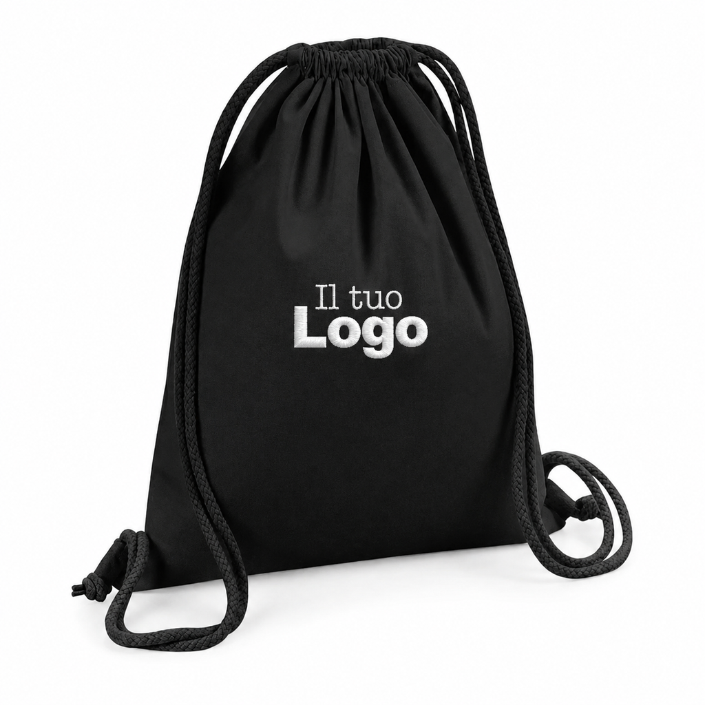 Sacca sportiva in COTONE ORGANICO personalizzato con LOGO RICAMATO