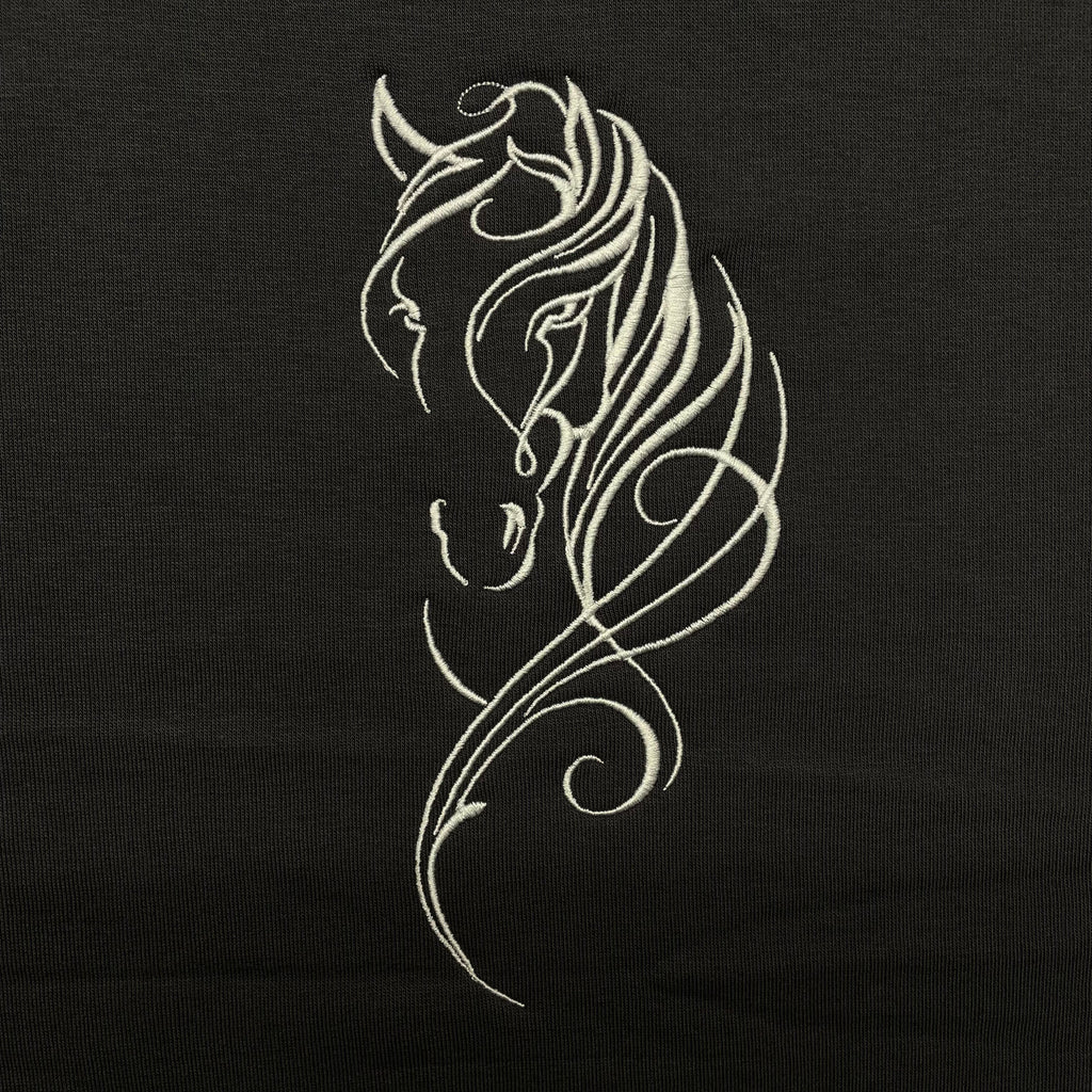 Felpa unisex ricamo cavallo stilizzato  in COTONE ORGANICO E POLIESTERE RICICLATO
