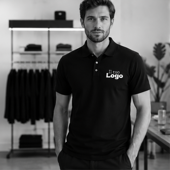 Polo uomo ricamo con LOGO RICAMATO lato cuore