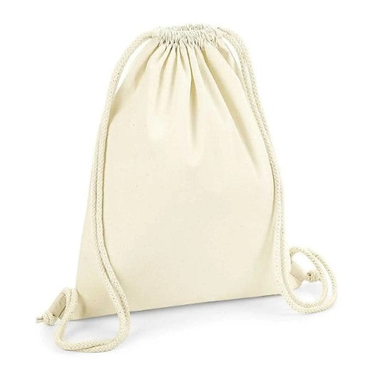 Sacca sportiva in COTONE ORGANICO personalizzato con LOGO RICAMATO