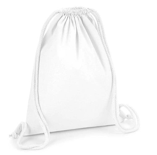 Sacca sportiva in COTONE ORGANICO personalizzato con FRASE RICAMATA