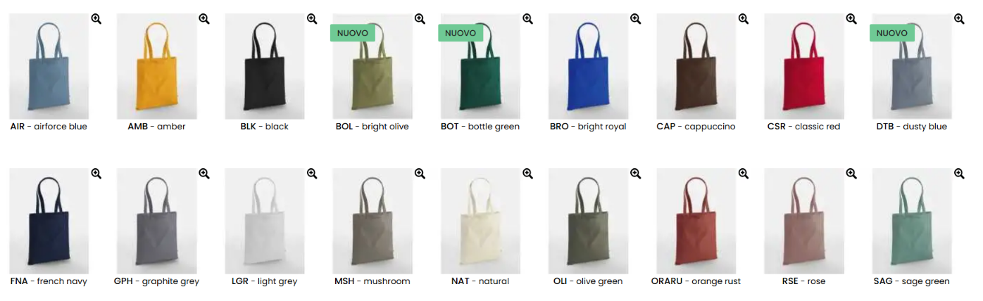 Shopper in COTONE ORGANICO CANVAS pesante con LOGO ricamato