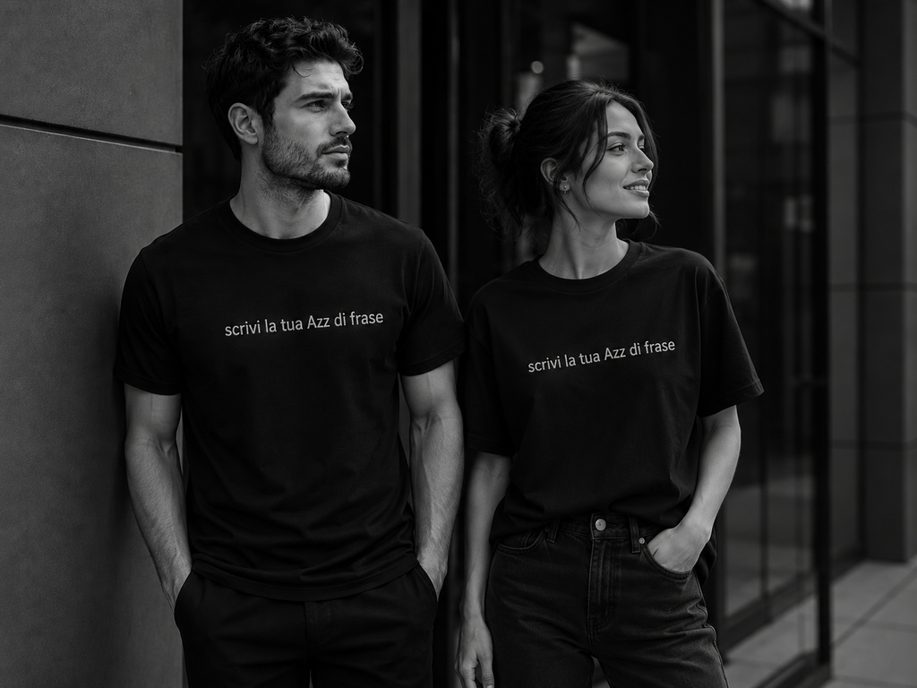 T-shirt unisex in COTONE ORAGNICO con FRASE RICAMATA PERSONALIZZATA