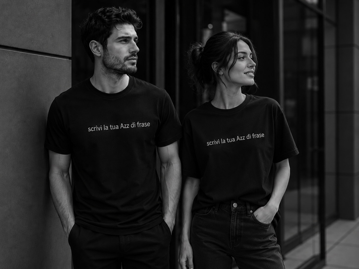T-shirt unisex in COTONE ORAGNICO con FRASE RICAMATA PERSONALIZZATA