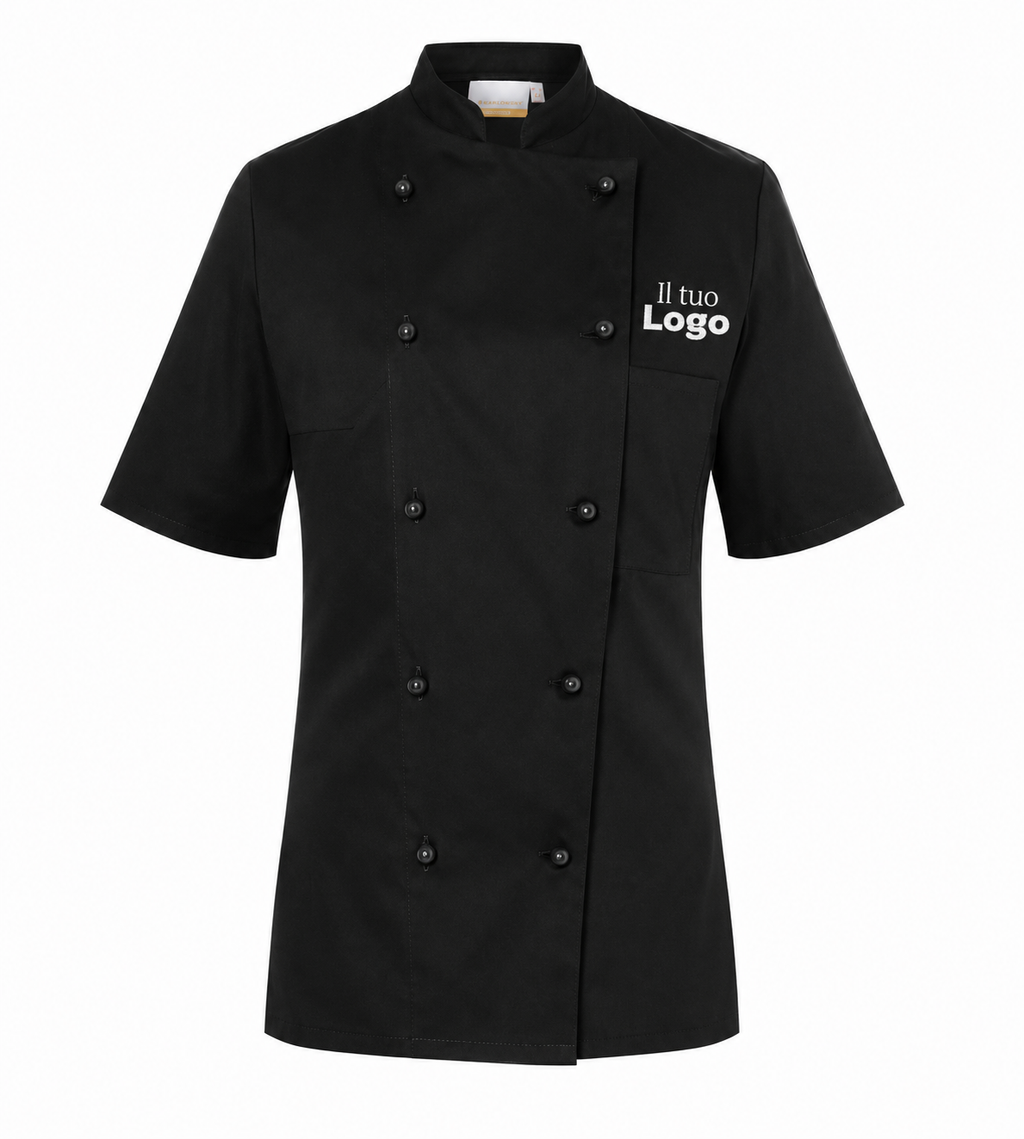 Giacca da chef donna  maniche corte 100% cotone con LOGO RICAMATO
