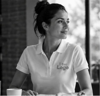 Polo donna LOGO RICAMATO lato cuore e dettagli sulla schiena