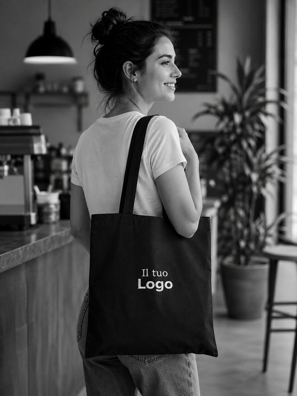 Shopper in COTONE ORGANICO CANVAS pesante con LOGO ricamato