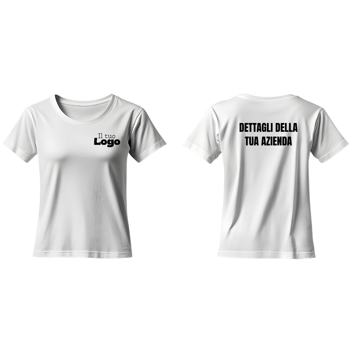 T-shirt donna ricamo LOGO lato cuore e dettagli sulla schiena