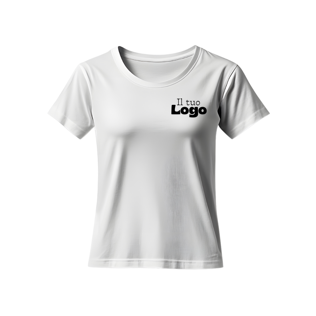 T-shirt donna ricamo LOGO lato cuore